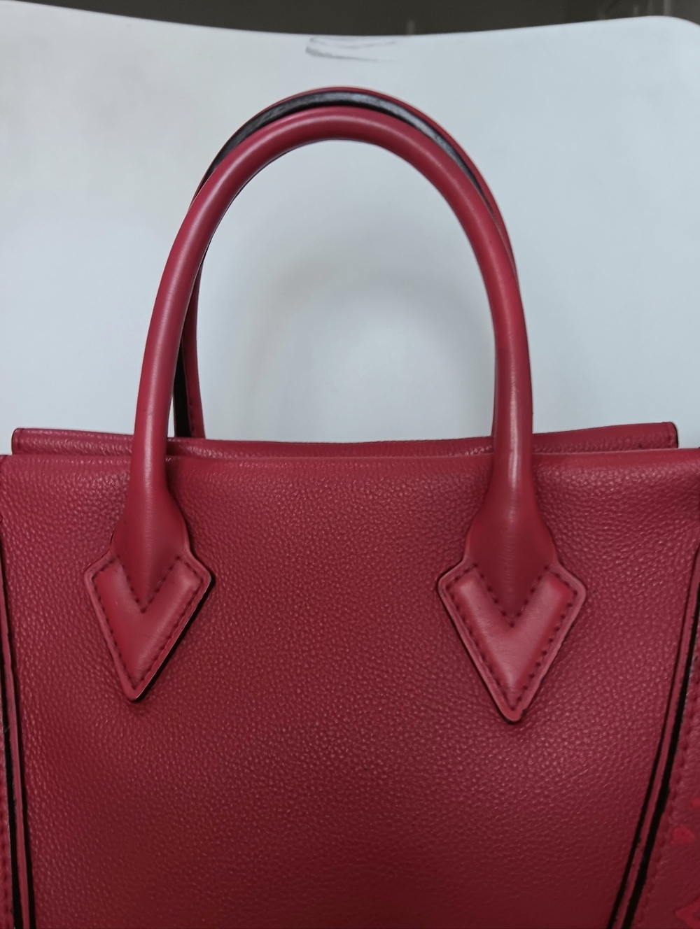 Louis Vuitton W Tote BB 2014 Veau Cachemire Leather Framboise Red ✨ COA - Picture 10 of 15
